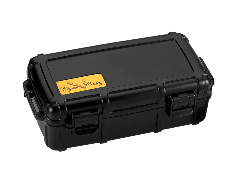 Cigar Caddy utazó humidor – fekete, 10 szál szivar részére, párásítóval